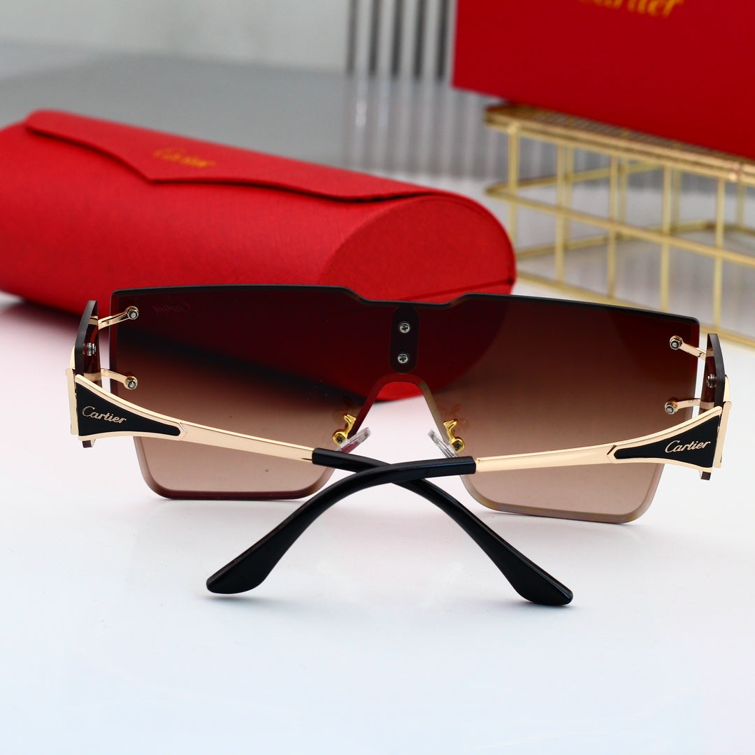 Cartier Rimless Oversized Shield Polarized Sunglasses