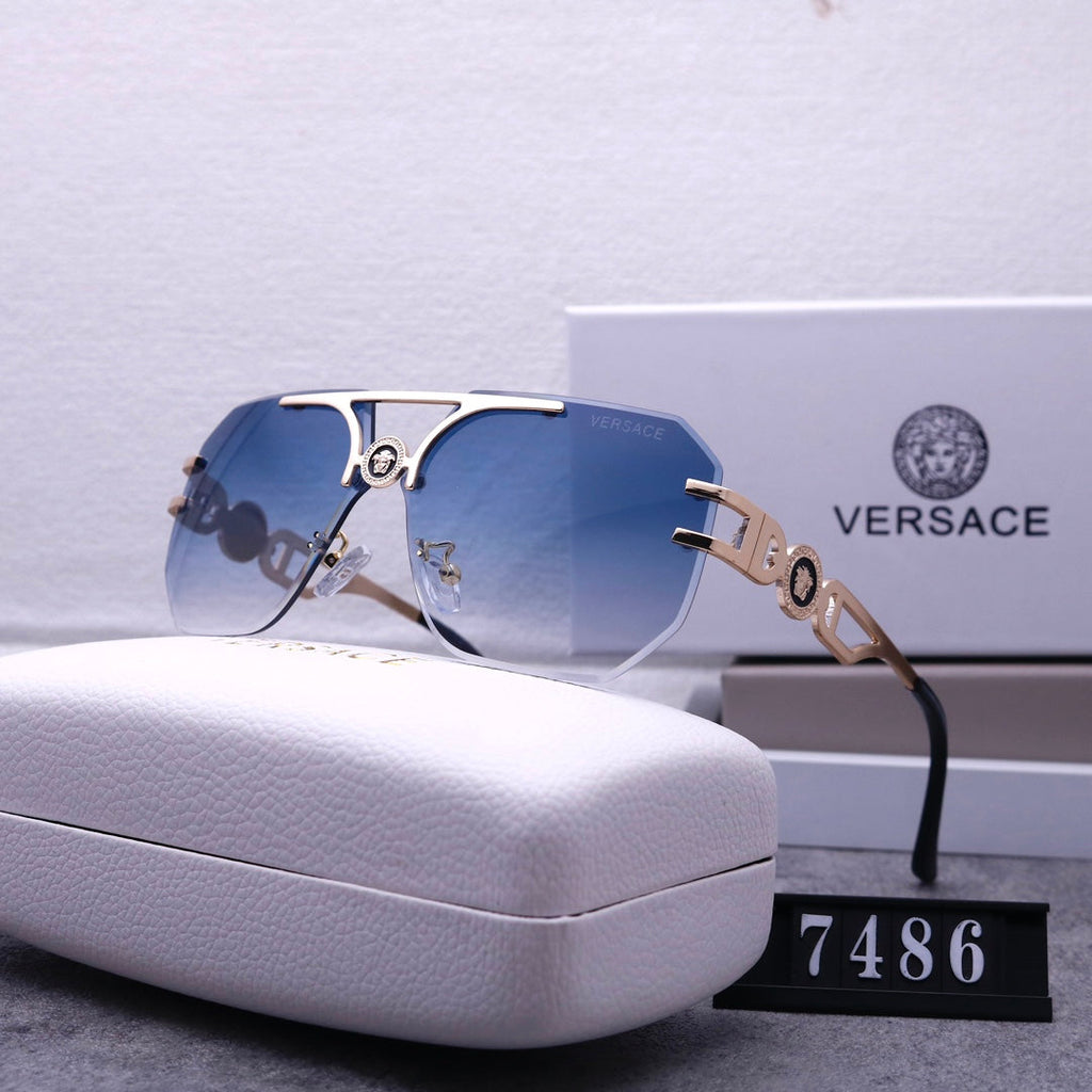 Versace Medusa Rimless Aviator Polarized Sunglasses