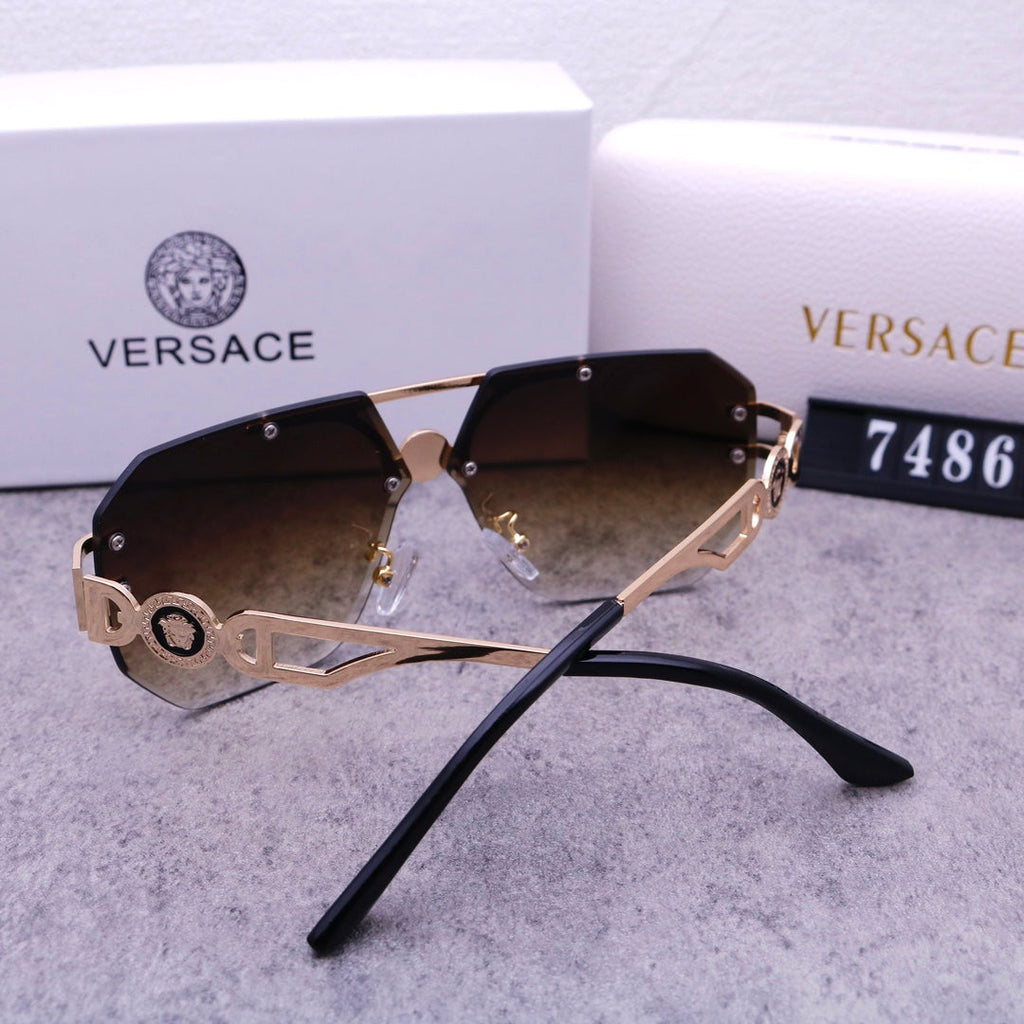 Versace Medusa Rimless Aviator Polarized Sunglasses