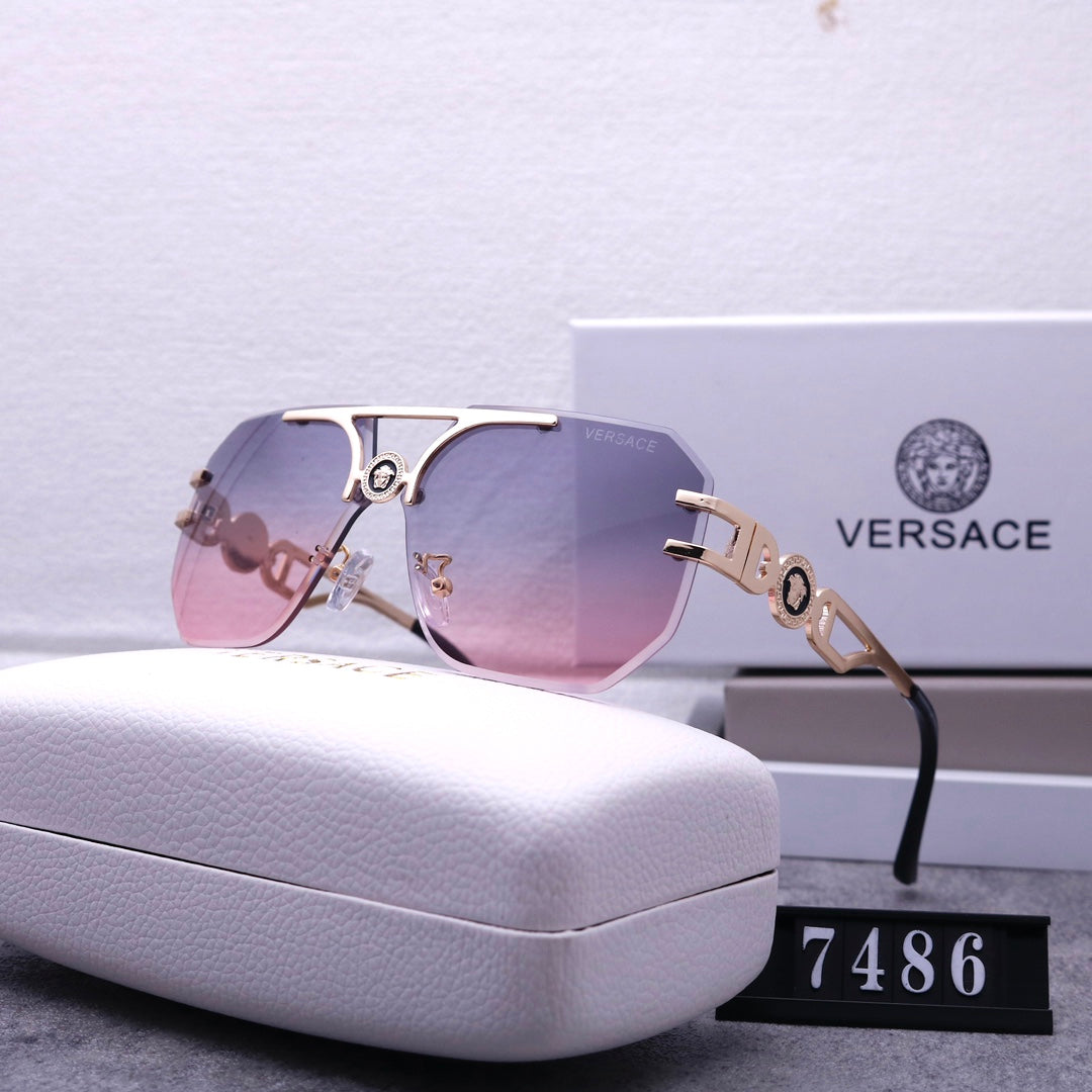 Versace Medusa Rimless Aviator Polarized Sunglasses