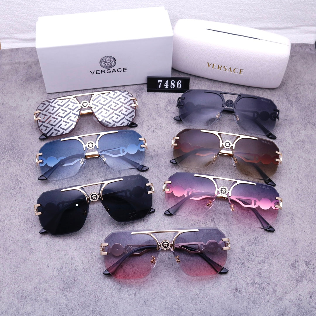 Versace Medusa Rimless Aviator Polarized Sunglasses