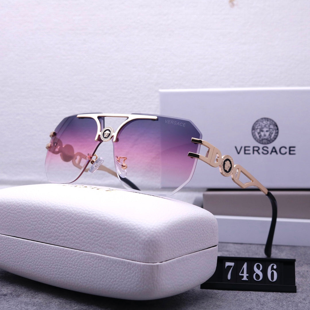 Versace Medusa Rimless Aviator Polarized Sunglasses