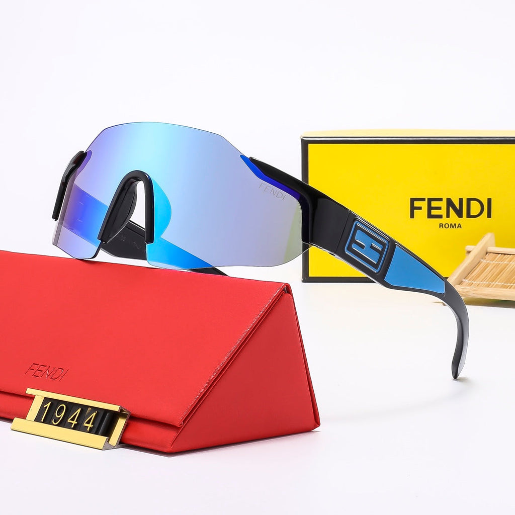 Fendi Oversized Shield Polarized Sunglasses with Gold-Tone Detail