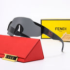 Fendi Oversized Shield Polarized Sunglasses with Gold-Tone Detail