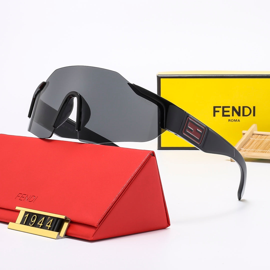 Fendi Oversized Shield Polarized Sunglasses with Gold-Tone Detail