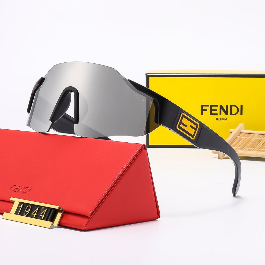 Fendi Oversized Shield Polarized Sunglasses with Gold-Tone Detail