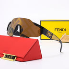 Fendi Oversized Shield Polarized Sunglasses with Gold-Tone Detail