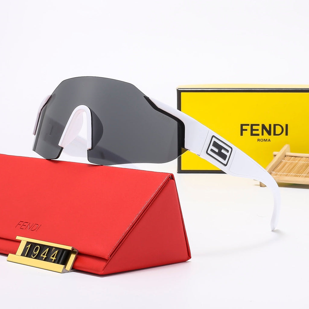 Fendi Oversized Shield Polarized Sunglasses with Gold-Tone Detail