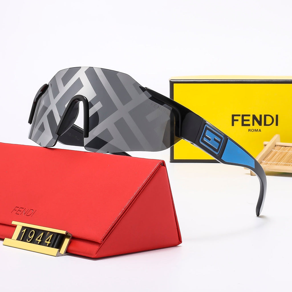 Fendi Oversized Shield Polarized Sunglasses with Gold-Tone Detail