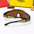 Fendi Oversized Shield Polarized Sunglasses with Gold-Tone Detail