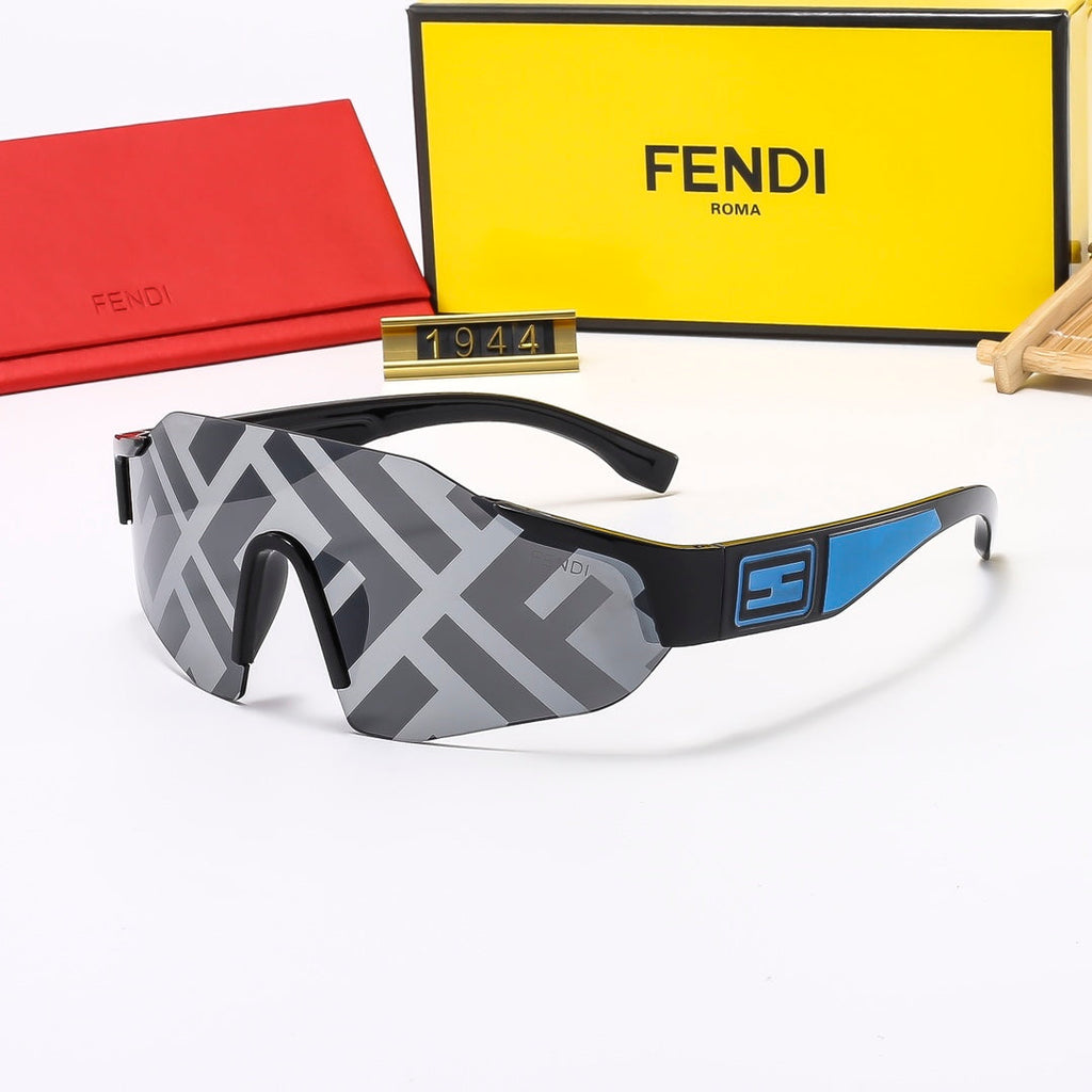Fendi Oversized Shield Polarized Sunglasses with Gold-Tone Detail