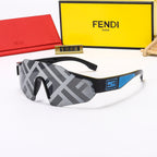 Fendi Oversized Shield Polarized Sunglasses with Gold-Tone Detail