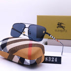 Burberry Check Rimless Square Polarized Sunglasses