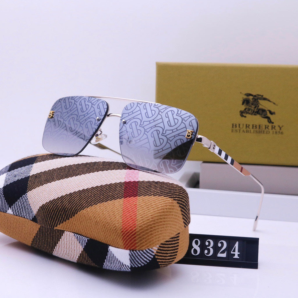 Burberry Check Rimless Square Polarized Sunglasses