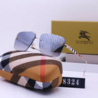 Burberry Check Rimless Square Polarized Sunglasses