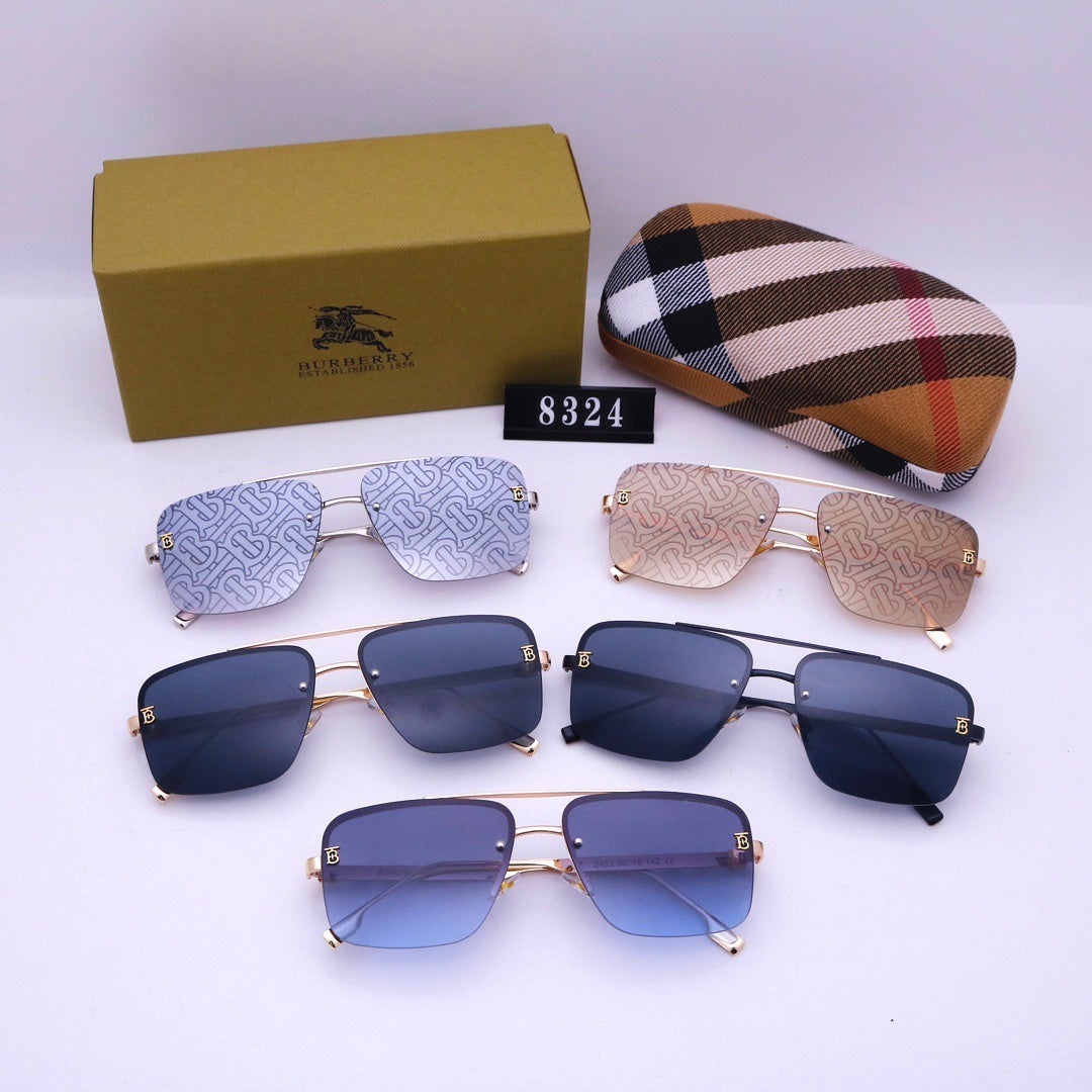 Burberry Check Rimless Square Polarized Sunglasses