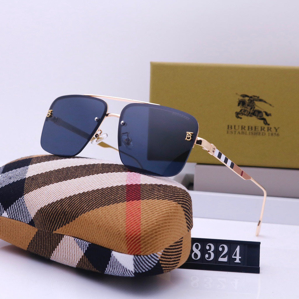 Burberry Check Rimless Square Polarized Sunglasses