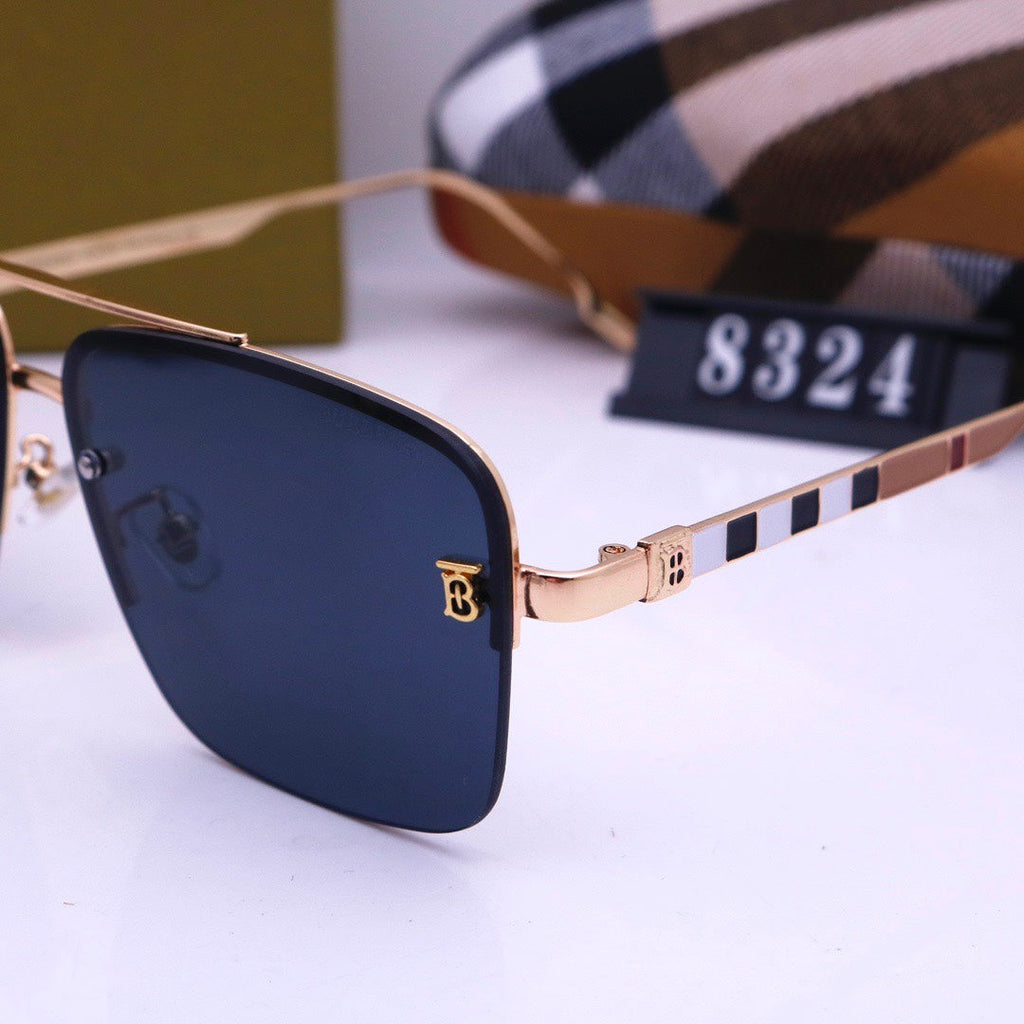 Burberry Check Rimless Square Polarized Sunglasses