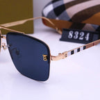 Burberry Check Rimless Square Polarized Sunglasses
