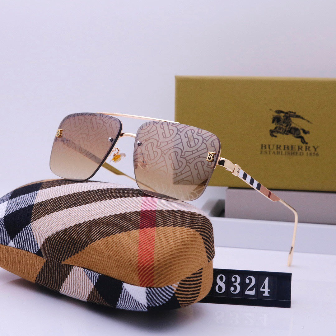 Burberry Check Rimless Square Polarized Sunglasses