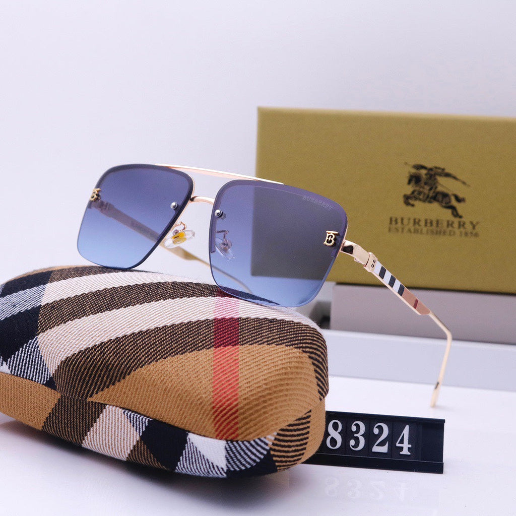 Burberry Check Rimless Square Polarized Sunglasses
