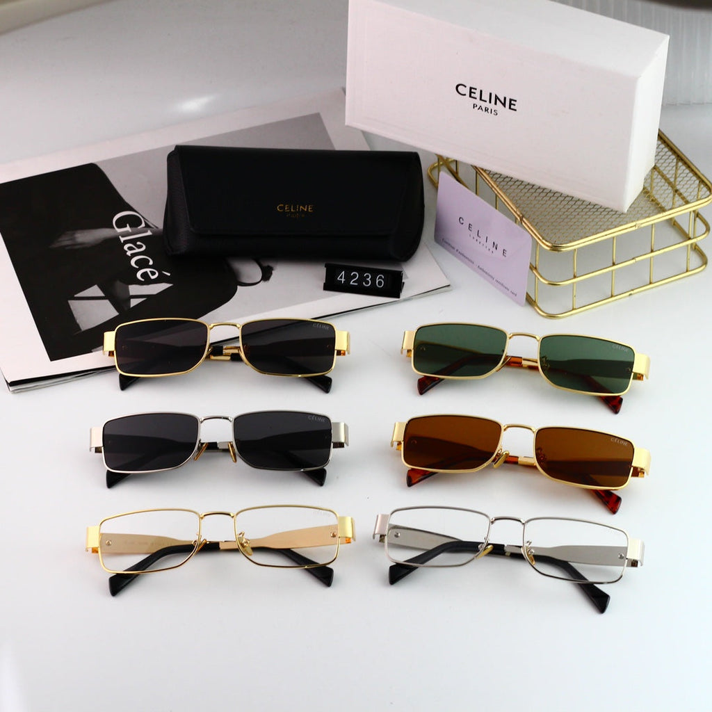 CELINE Triomphe Square Metal Sunglasses | Luxury UV400 Eyewear