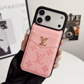 Louis Vuitton iPhone 18 Pro Case with Card Holder – Pink Classic Monogram Leather