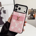 Louis Vuitton iPhone 18 Pro Case with Card Holder – Dark gray Classic Monogram Leather