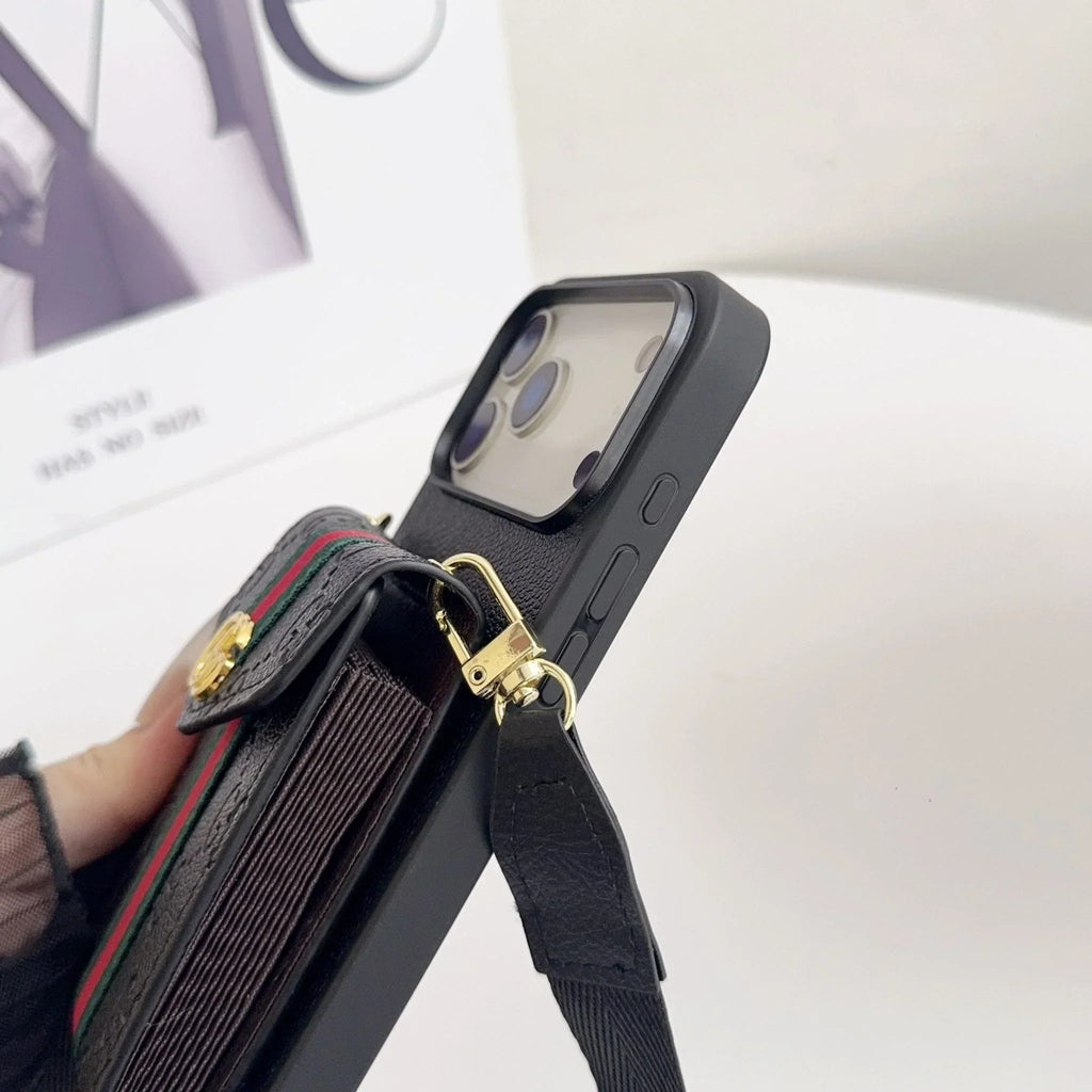 Louis Vuitton iPhone 18 Pro Case with Card Holder & Strap – Monogram Leather Wallet