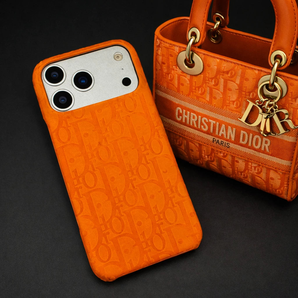 Oblique Dior iPhone 17 Pro Max Case - Orange Luxury Dior iPhone Case