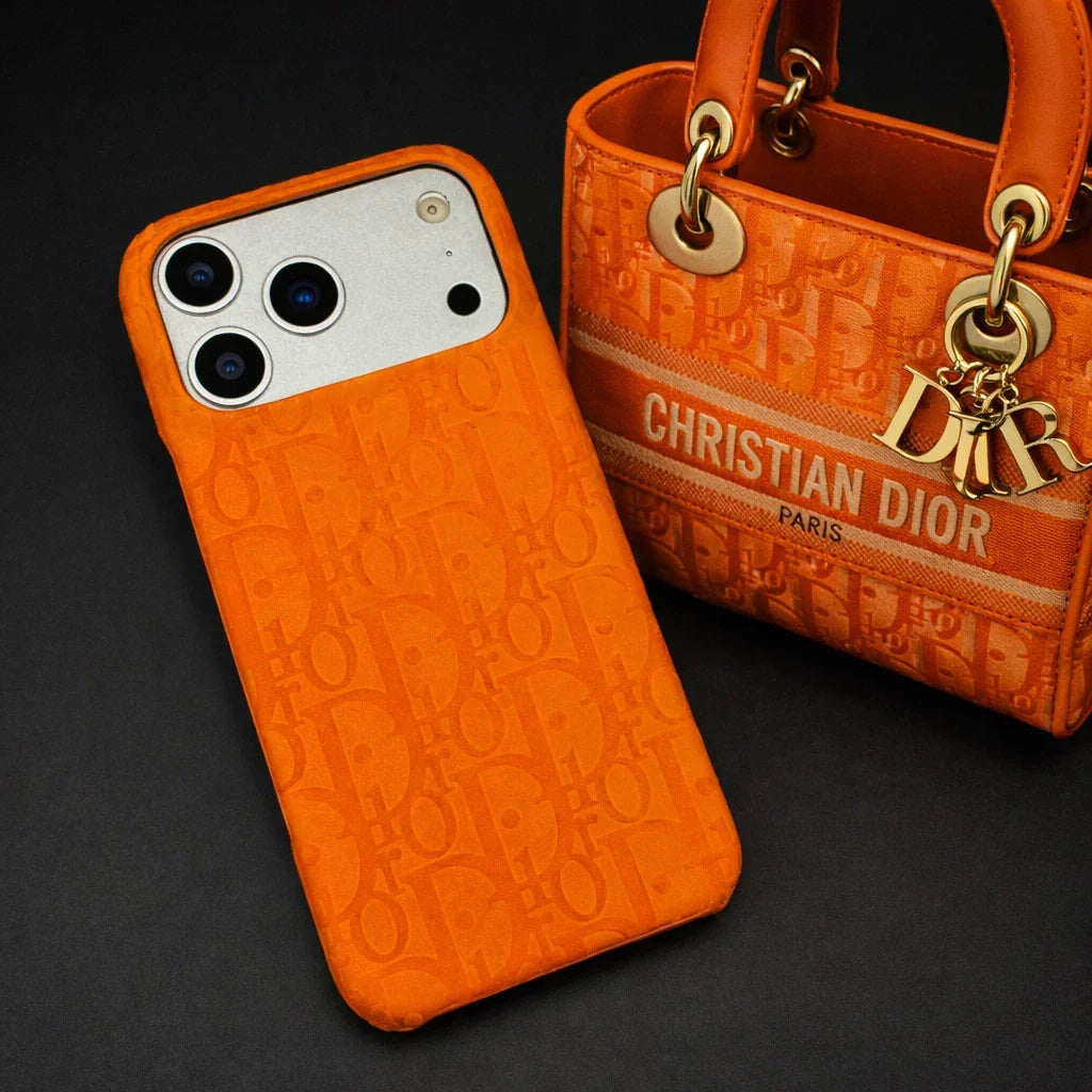 Oblique Dior iPhone 18 Pro Case – Orange Luxury Dior iPhone Case