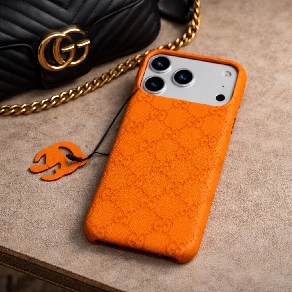 Orange Gucci iPhone 17 Pro Max Case Monogram - Luxury Gucci iPhone Case