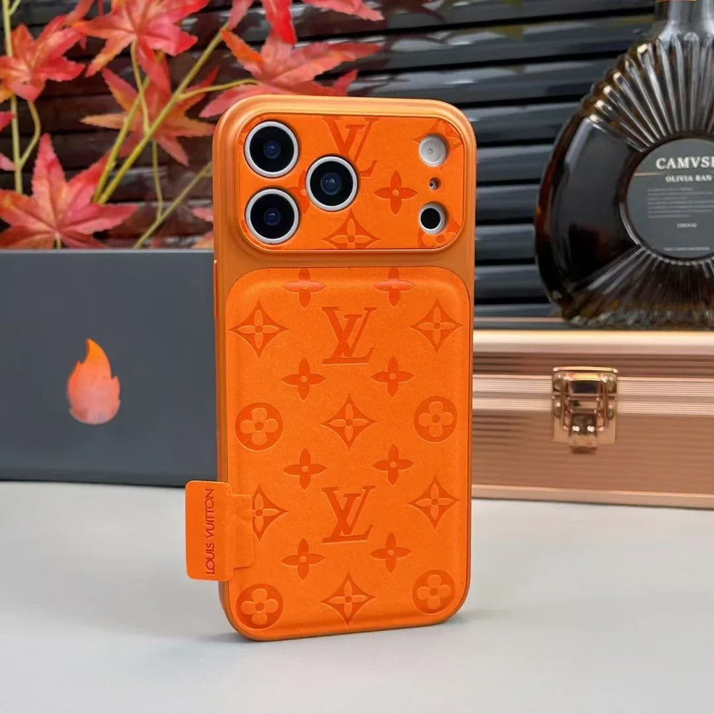 Louis Vuitton iPhone 18 Pro Max Leather Case – Luxury Designer Protective Cover – Gray