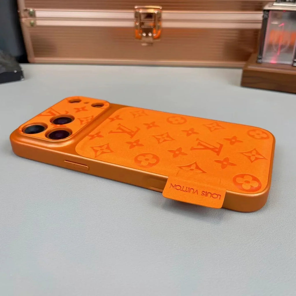 Louis Vuitton iPhone 18 Pro Max Leather Case – Luxury Designer Protective Cover – Gray