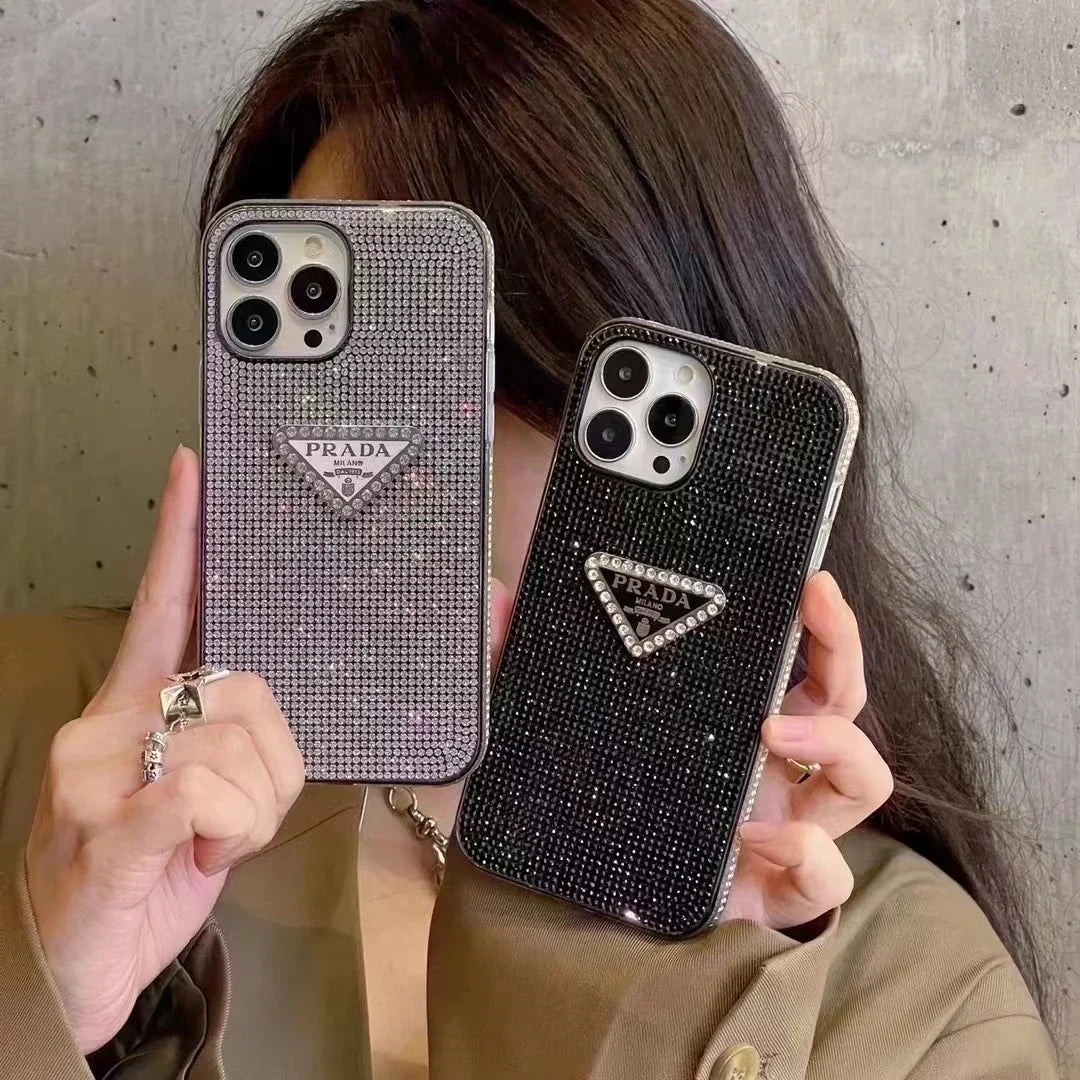 Crystal Prada iPhone 18 Pro Case – Luxury Rhinestone Prada Phone Case Clear
