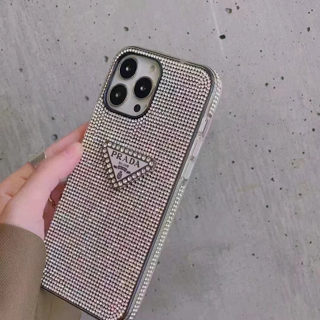 Crystal Prada iPhone 18 Pro Case – Luxury Rhinestone Prada Phone Case Clear