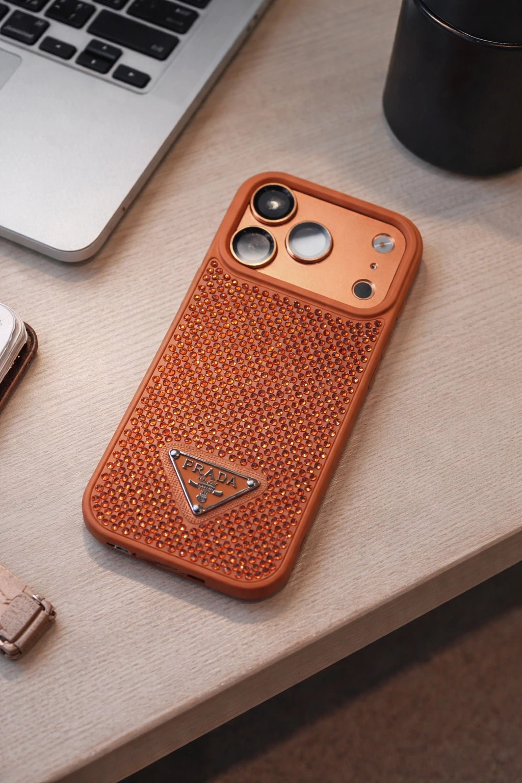 Crystal Black iPhone 17 Pro Max Case - Quilted Luxury Rhinestone Designer-Style Cover