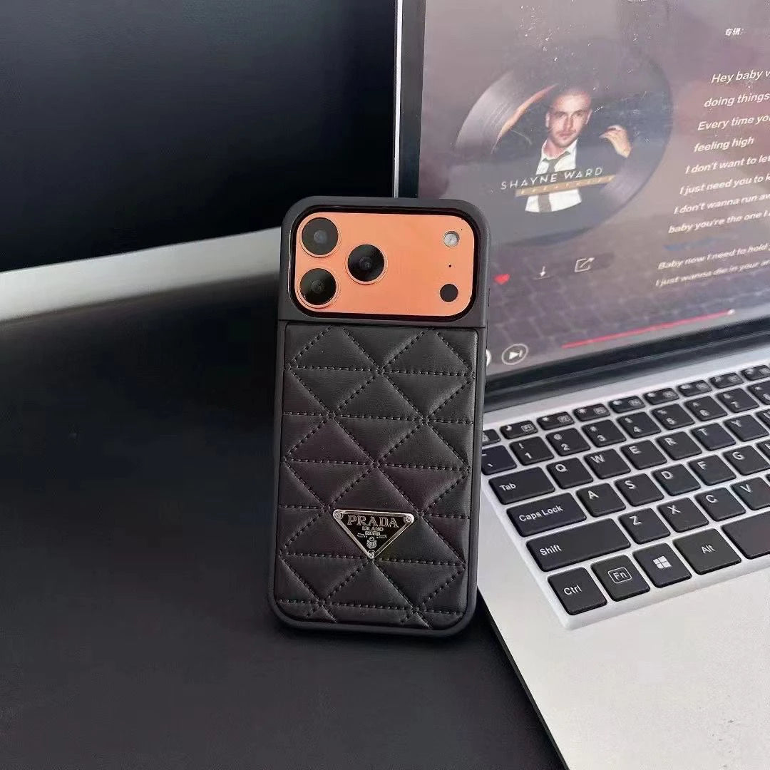 Prada iPhone 17 Pro Max / iPhone 17 Pro Case - Luxury Designer Leather Case White