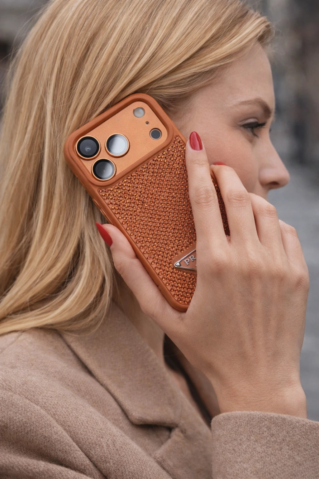 Crystal Black iPhone 17 Pro Max Case - Quilted Luxury Rhinestone Designer-Style Cover