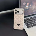 Prada iPhone 18 Pro Max / iPhone 17 Pro Case – Luxury Designer Leather Case White