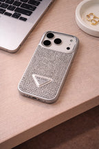 Crystal Black iPhone 17 Pro Max Case - Quilted Luxury Rhinestone Designer-Style Cover