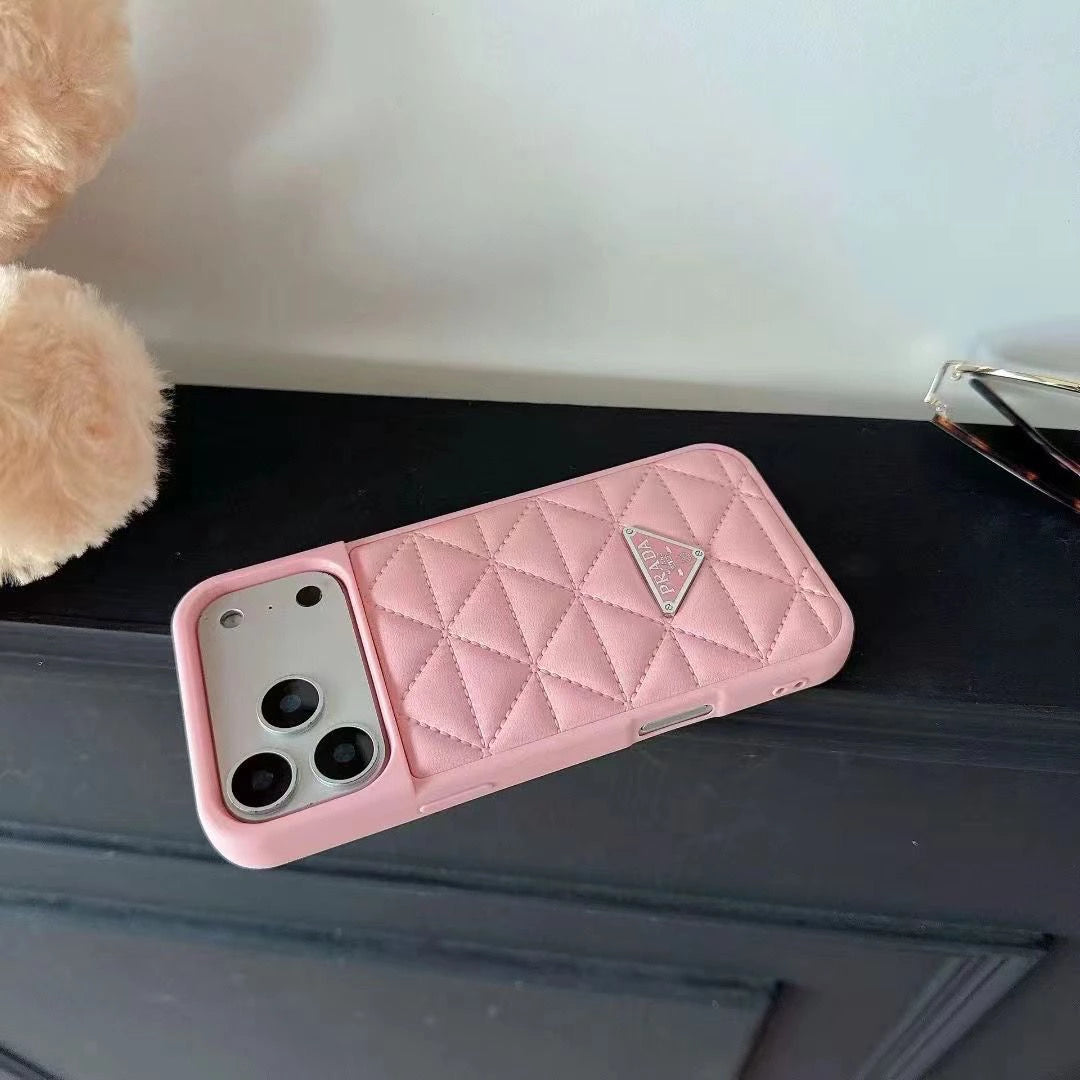 Prada iPhone 17 Pro Max / iPhone 17 Pro Case - Luxury Designer Leather Case White