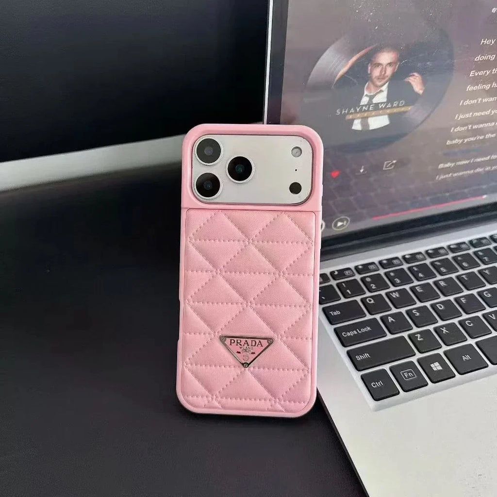 Prada iPhone 18 Pro Max / iPhone 17 Pro Case – Luxury Designer Leather Case White