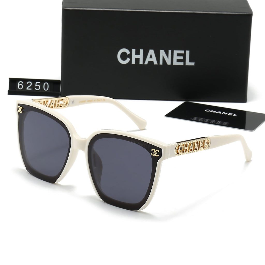Chanel Oversized Rectangular Polarized Sunglasses with Gold Letter Temples
