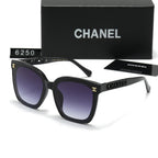 Chanel Oversized Rectangular Polarized Sunglasses with Gold Letter Temples