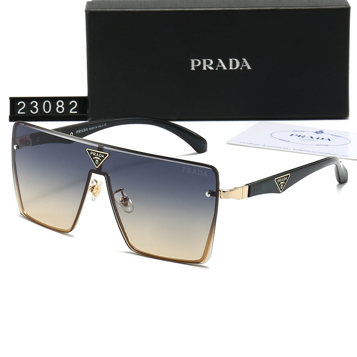 Prada Triangle Logo Square Polarized Sunglasses