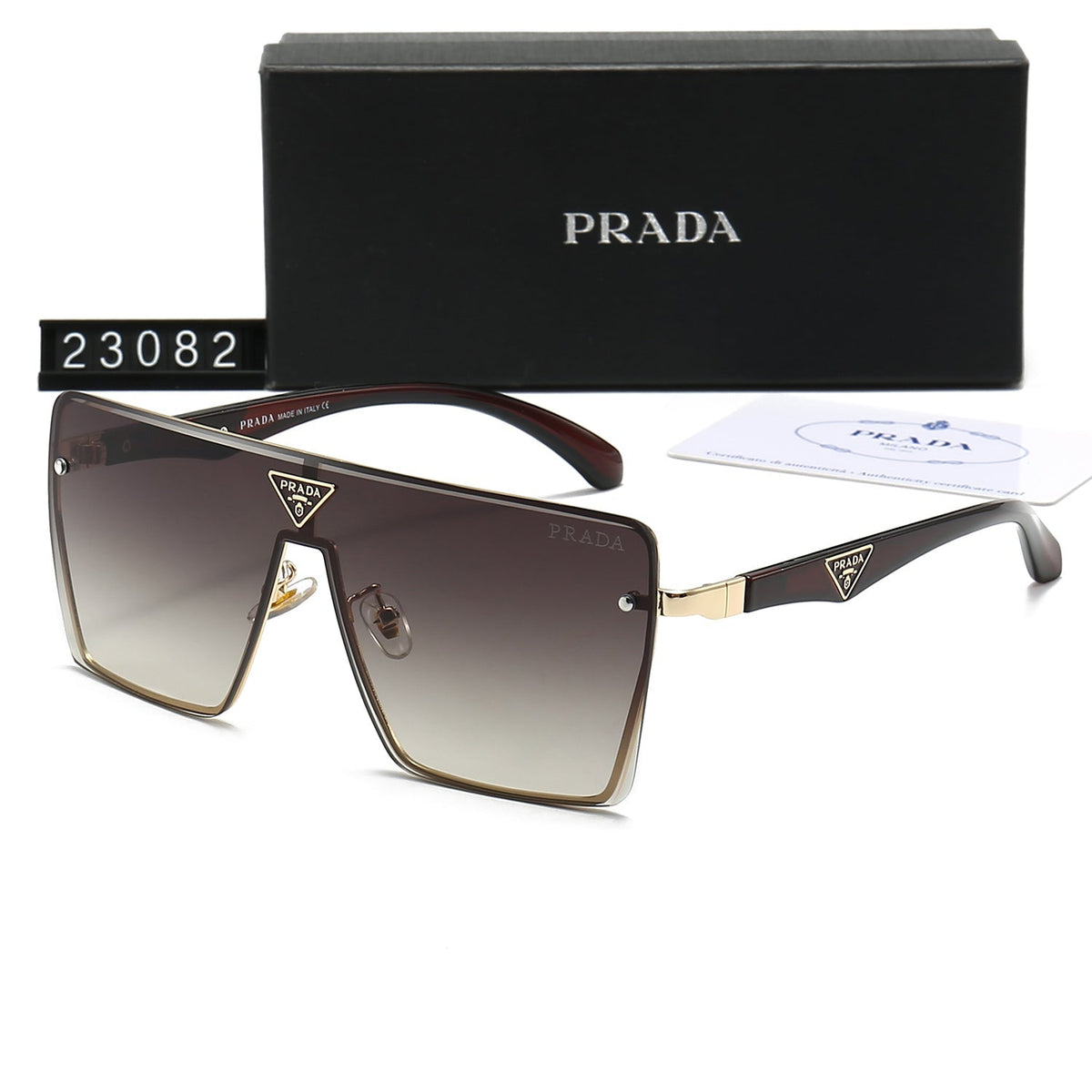 Prada Triangle Logo Square Polarized Sunglasses
