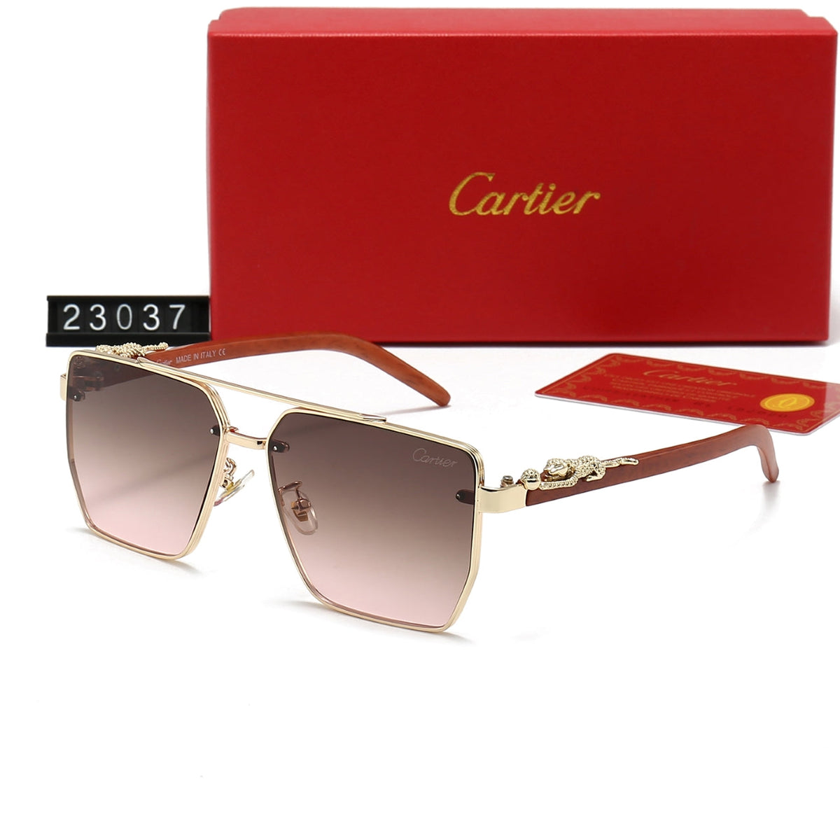 Cartier Double Bridge Rectangular Polarized Sunglasses