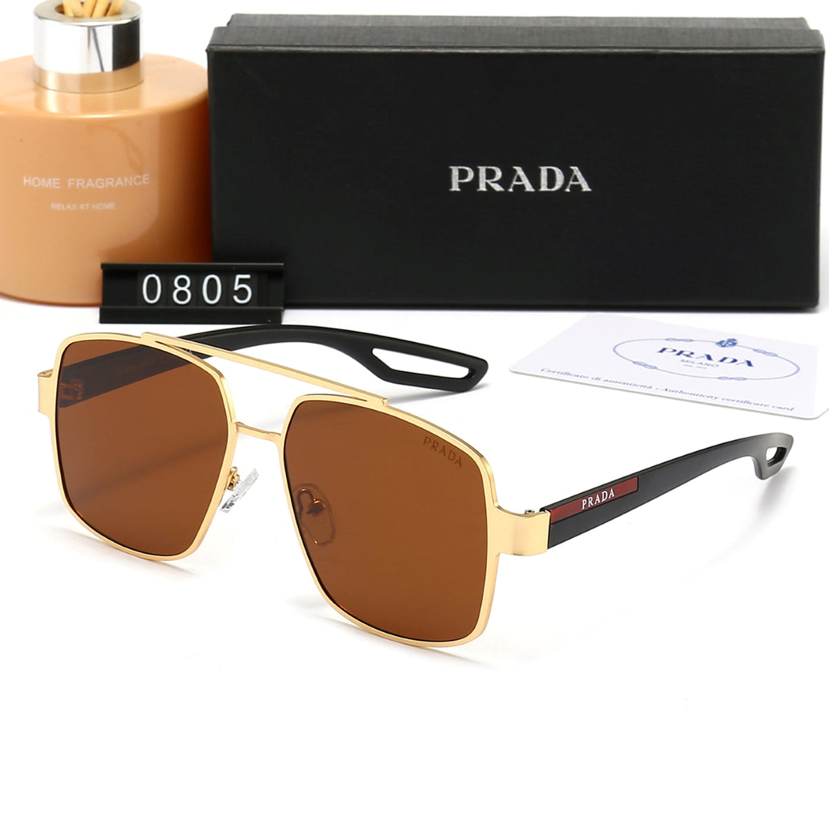 Prada Double Bridge Square Polarized Sunglasses