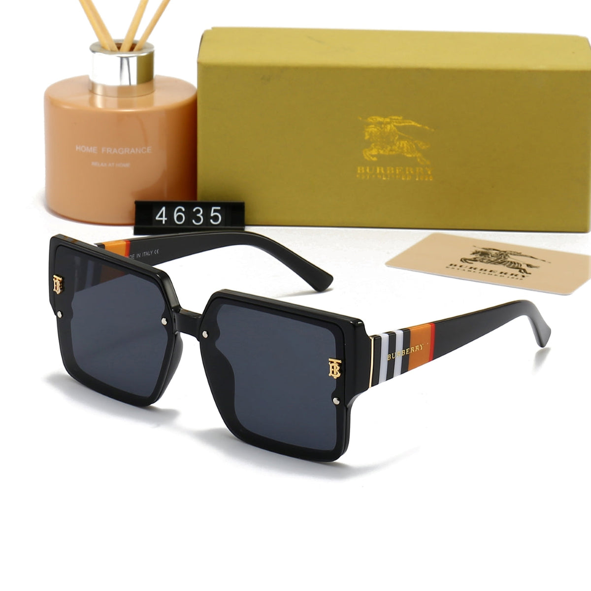 Burberry Check Temple Square Polarized Sunglasses